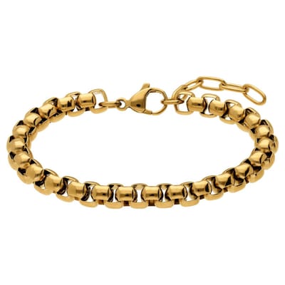 Lucardi - Dames Stainless steel goldplated schakelarmband voor dames - Armband - Staal - Goudkleurig - 19.50 cm