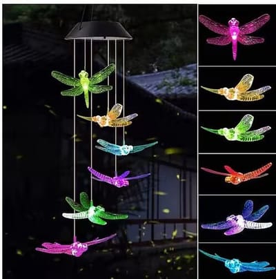 Dailyiled - groene libelle solar verlichting - led - multicolor - sfeerverlichting - windgong
