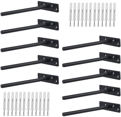 Dailygoods- Plankbeugels 14,5 cm - Set van 10 - Zwart Metaal - Verborgen Ontwerp - Robuuste Constructie - Geschikt voor Decoratieve Planken - Planksteunen