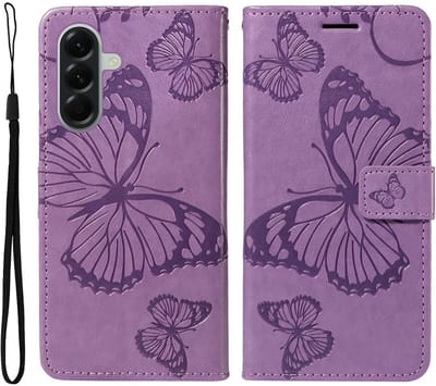 Coverup Hoesje - Geschikt voor Samsung Galaxy A57 Hoesje - Coverup Vlinders Book Case - Lila