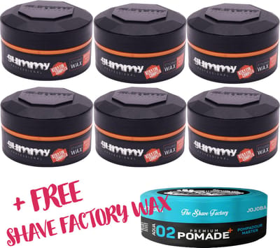 GUMMY WAX BRIGHT FINISH 6-PACK + FREE SHAVE FACTORY WAX | GUMMY POMADE | FONEX BRIGHT FINISH WAX