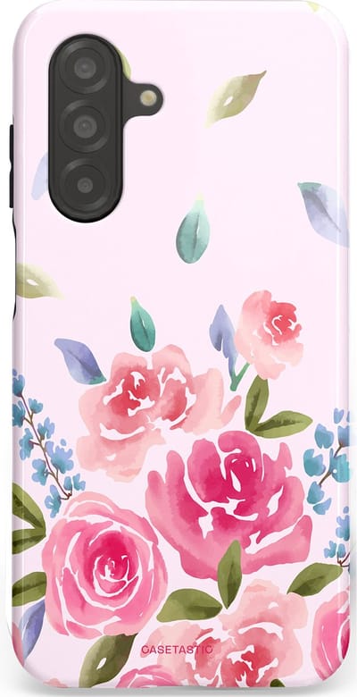 Casetastic hoesje geschikt voor Samsung Galaxy A26 - Dubbellaagse bescherming - Aquarel Bloesem - Fashion Case - Lichtroze Lila Saliegroen