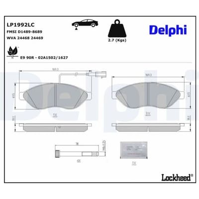 Remblokkenset, schijfrem DELPHI LP1992LC
