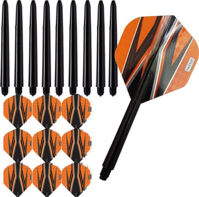 ABC Darts - Dart Flights en Dart Shafts - Pentathlon Spitfire Zwart Oranje - 3 sets