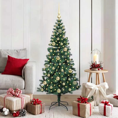 vidaXL - Kunststof - Voorverlichte - Kerstboom - Groen - 150 - cm - PVC - en - Metalen