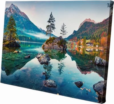 Beekje in de bergen | 60 x 40 CM | Natuur |Schilderij | Canvasdoek | Schilderij op canvas