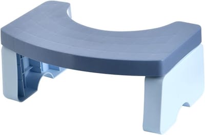 Toiletkruk Opklapbaar - Voetenbankje Toilet - Ondersteuning Toiletbezoek - U-vormige Opening - 41 x 24 x 11 cm - Blauw
