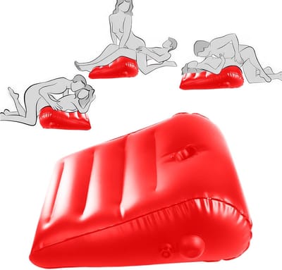 Oneay Seksdriehoekkussen, opblaasbaar sekkussen, sekspositiekussen, sekshulpmiddel luchtkussen, draagbaar opblaasbaar kussen, seksstoel, SM-speelgoed voor volwassenen - Rood