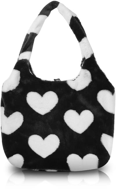 Dailygoods - Boodschappentas, dikke pluche strandtas, ruime draagtas met knoop, grote handtas met hartvormig patroon voor winkelen, dating, reizen