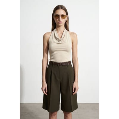 Mouwloze Blouse met Col en Strik