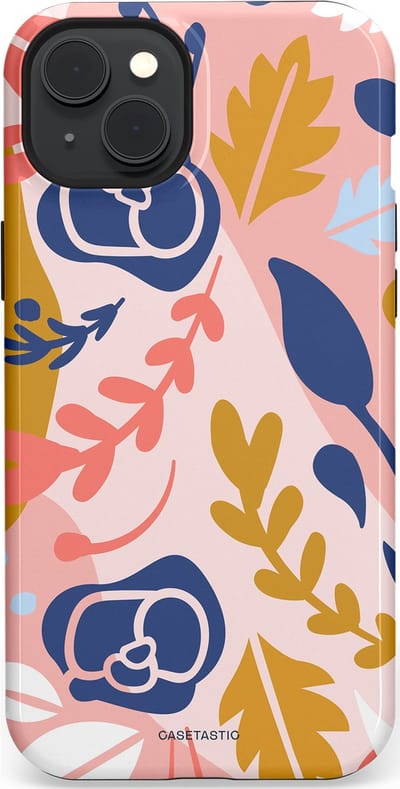 Casetastic Hoesje Geschikt voor Apple iPhone 15 Plus Magsafe - Stijlvolle Beschermende Duo-layer Case - Roze Bladeren