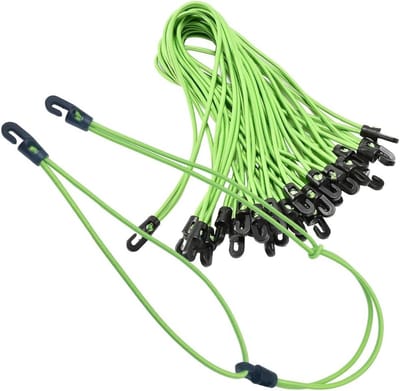 18 Stuks Bungee Koorden met Haken - 10 Inch Elastische Touwen voor Camping, Tarpaulins en Organisatie van Uitrusting (Groen)