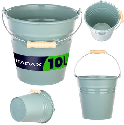 KADAX huishoudemmer 10 liter, voedselveilige kunststof emmer, tuinemmer met ergonomisch metalen handvat, kunststof emmer, wateremmer voor tuin (groen)