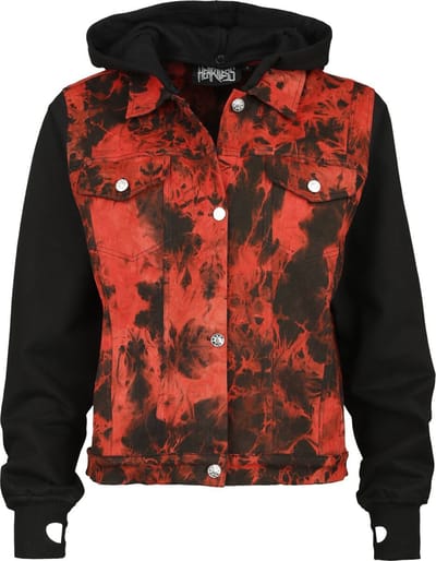 Heartless Noelle Jacket Denim jas zwart-rood S Katoen - Rock wear