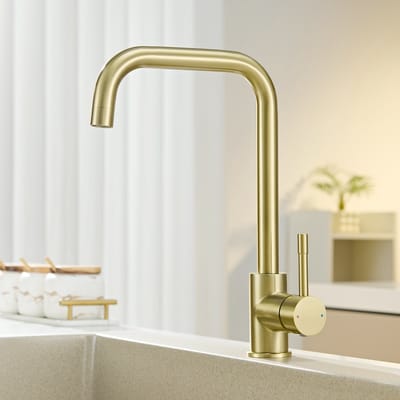 CECIPA max Keukenkraan - 360° Draaibare keukenkraan - L-vormig Keukenmengkraan - Waterbesparende Keuken Kraan - Goud