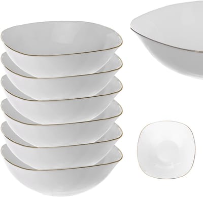 KADAX Slakom 19cm Glazen Kommen voor Soep Snacks Set Wit 6 st