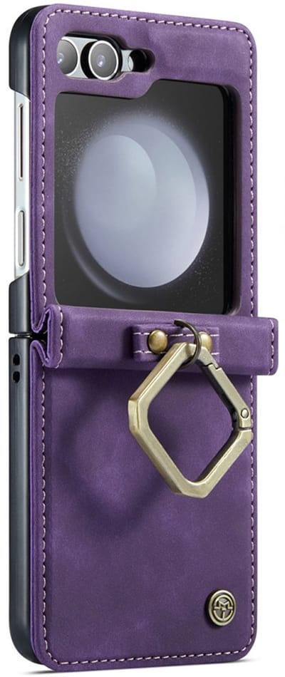 CaseMania Bookcase hoesje geschikt voor Samsung Galaxy Z Flip 7 FE - Effen Paars - Kunstleer