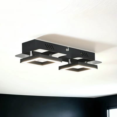 Licht-Erlebnisse - Leon - LED - Plafonnière - 4200K - 600lm - van - Roestvrij staal kunststof - in - Zwart chroom