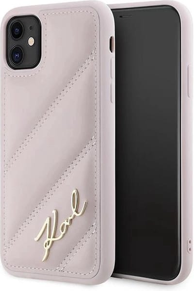 Karl Lagerfeld Diagonal Quilted Script case for iPhone 11 / Xr - pink