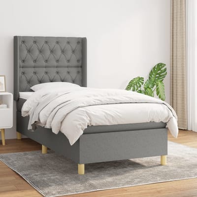 vidaXL - Boxspring - met - matras - stof - donkergrijs - 80x200 - cm
