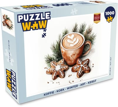 Puzzel Koffie - Koek - Winter - Art - Kerst - Legpuzzel - Puzzel 1000 stukjes volwassenen - Kerst - Cadeau - Kerstcadeau voor mannen, vrouwen en kinderen