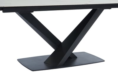 Vente-unique Set tafel MALATA + 4 stoelen HEKA - Wit marmereffect en beige