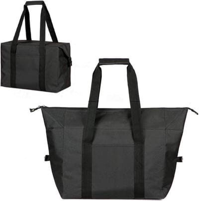 Koeltas - Picknicktas - Isotherme Boodschappentas met Ritssluiting - Opvouwbaar en Groot formaat voor Kamperen en Picknick - Geschikt voor Lunch en Strand - Zwarte Kleur