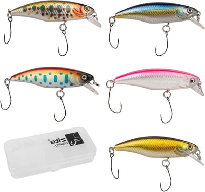 Forel kunstaas set - Baars visaas - Vissen in rivier - Langzaam zinkend - 52 cm 5 stuks - Zilver Goud