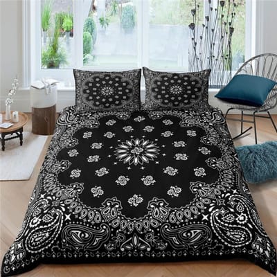 Luxe 3D Paisley Print Bandana Dekbedovertrek Queen En King Size Kinder Beddengoed Sets Huis Woon 3 Delige Set Met 2 Kussenslopen 150*200cm 3pcs