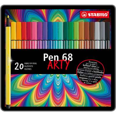 STABILO Pen 68 - Premium Viltstift - Metalen Etui - 20 Verschillende Kleuren