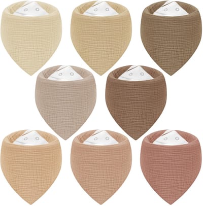 Slabbetje voor baby's, driehoekige doek, 100% katoen, mousseline, halsdoek voor pasgeborenen, jongens en meisjes, absorberend en verstelbare halsdoeken, baby, 6 stuks
