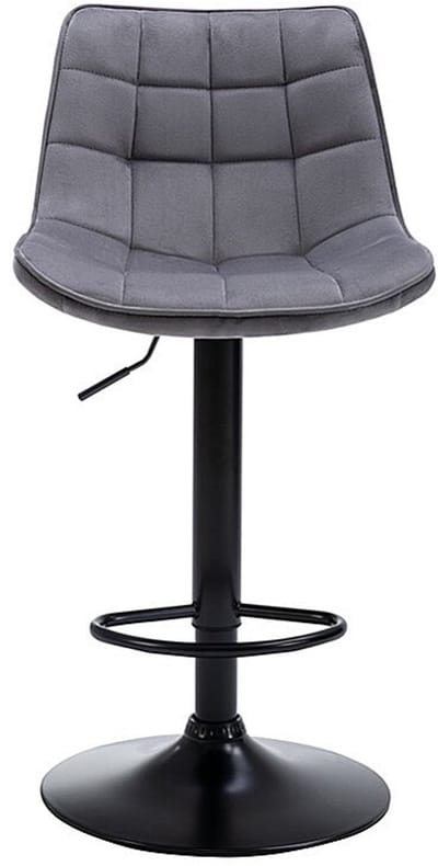 Vente-unique Set van 2 barkrukken LIMA - Velours en metaal - Grijs