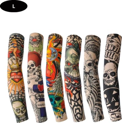 Livano Tattoo Sleeve - Voor Volwassenen - Mouw - Tatoeage - Arm Warmer - Zonbescherming - UV Beschermend - 6 Stuks - Maat L