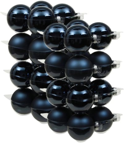 32x stuks kerstversiering kerstballen donkerblauw van glas - 8 cm - mat/glans - Kerstboomversiering