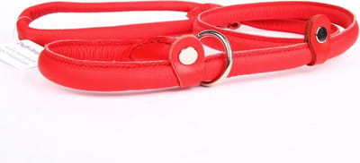 Dog's Companion - Leren Retrieverlijn (met dubbele stop) - Lengte: 180cm (12 mm), Kleur: Rood