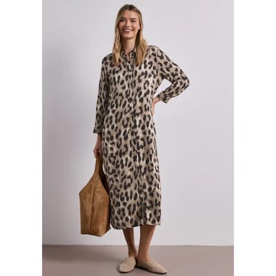 Midi-jurk met doorlopende knoopsluiting