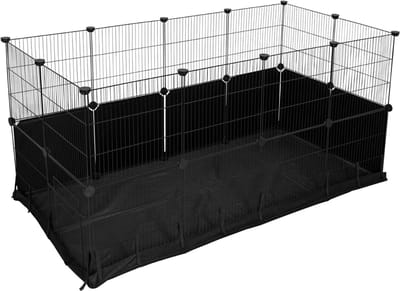 SAVI® Konijnenhok Binnen - Konijnenhok Met 2 Etages - Konijnenren - Zwart - 144cm x 72cm x 72cm