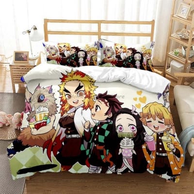 Hot Anime Demon Slayer Beddengoedset Japanse Cartoon Bedlinnen 200x220 Tieners Meisjes Twin Single Queen King Full Dekbedovertrek Sets US King259x229cm