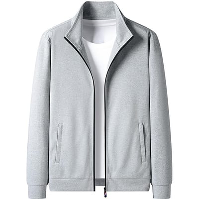 Heren Cardigan Opstaande Kraag Effen Kleur Top Mode Casual Heren Sport Casual Jas XXXXL white