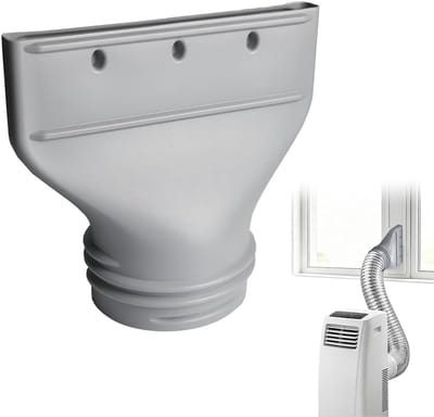 Platte Afvoerslang Adapter | 130mm/150mm Slangaansluiting | Raamdoorvoer Voor Mobiele Airco En Droger | Geschikt Voor Dakraam En Standaard Raam | Sterke Aansluiting Luchtdicht | Voorkomt Terugstroom Van Afvoerlucht | Eenvoudig Te Monteren| Cyslmuk®