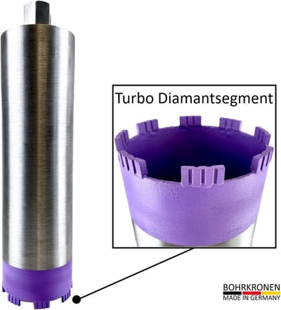 Diamantboorkroon - Kernboor Beton - Gaten Boren - Turbo Diamantsegmenten - 400 mm Lengte - Zwart