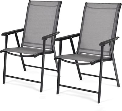 KOMFOTTEU 2 stuks Tuinstoelen, inklapbaar, met hoge rugleuning, weerbestendig, belastbaar tot 150 kg, voor terras, balkon, strand, 68 x 59 x 93 cm