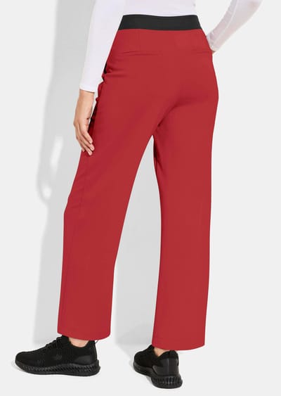 Jersey vrijetijdsbroek met biesjes - rood - Gr. 19 van Goldner Fashion