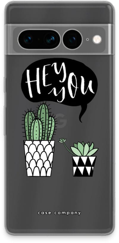 Case Company® - Hoesje geschikt voor Google Pixel 7 Pro hoesje - Hey you cactus - Soft Cover Telefoonhoesje - Bescherming aan alle Kanten en Schermrand
