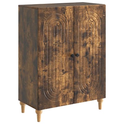 vidaXL - Dressoir - Gerookt - eiken - 66 - x - 34,5 - x - 90 - cm - Bewerkt - hout