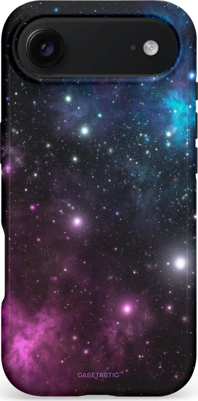 Casetastic hoesje geschikt voor Apple iPhone Air - MagSafe - Dubbellaagse bescherming - Nebula gloed - Fashion Case - Zwart Donkerblauw