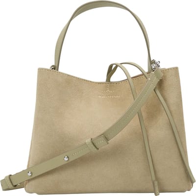 Marc O'Polo Leren Handtas Schoudertas Pany Crossbody Bag Forest Sand Kaki