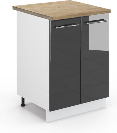 Vicco Fame-Line Keukenonderkast – 60 cm, WB Eik Antraciet Hoogglans