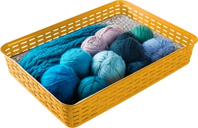 Hega Hogar Opbergmandje/ladeverdeler - okergeel - 4.5 liter - kunststof - 26 x 35 x 6 cm - kastmandjes - manden