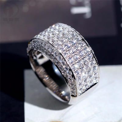 Grote Bling S925 Sterling Zilver Kleur Zirkoon Ringen voor Man Mode Trouw Verlovingsring Sieraden 10 gray
